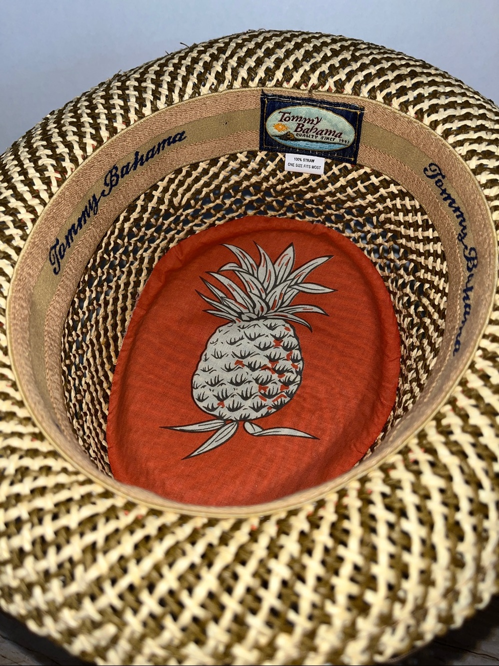 Men's Tommy Bahama Straw Fedora Hat with Orange Band OS